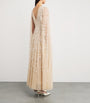 Needle & Thread Beige Cape-Detail Clover Maxi Dress