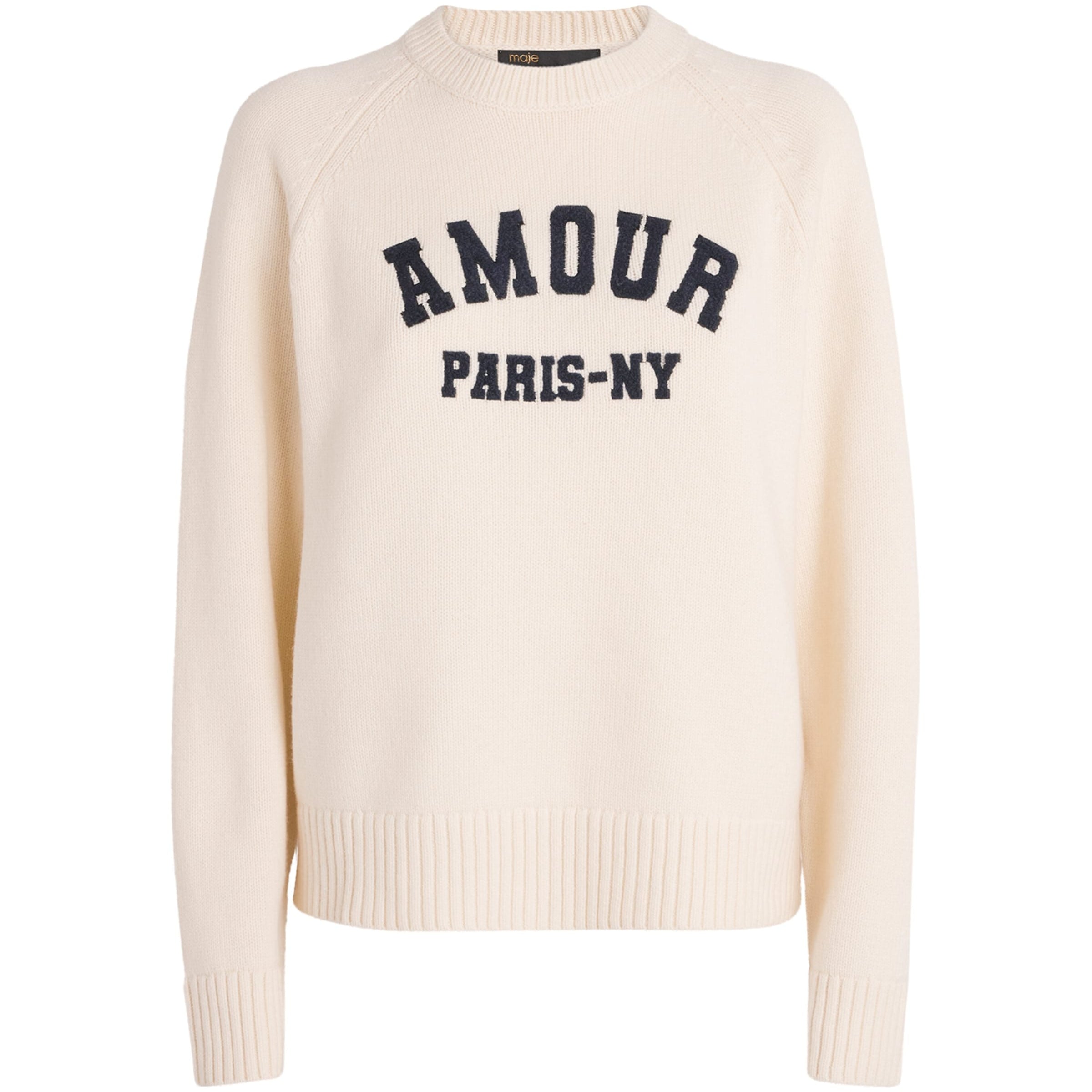 Maje White Wool-Blend Amour Sweater