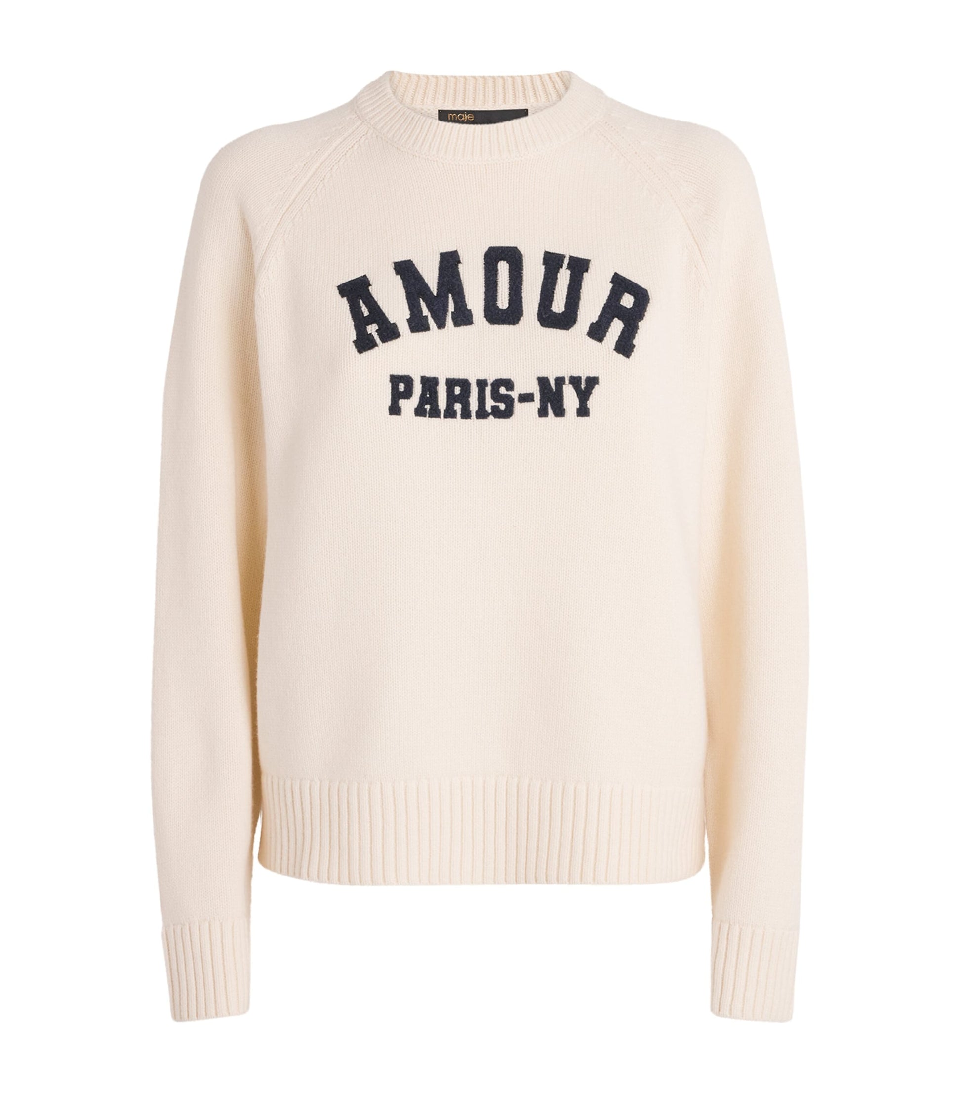 Maje White Wool-Blend Amour Sweater