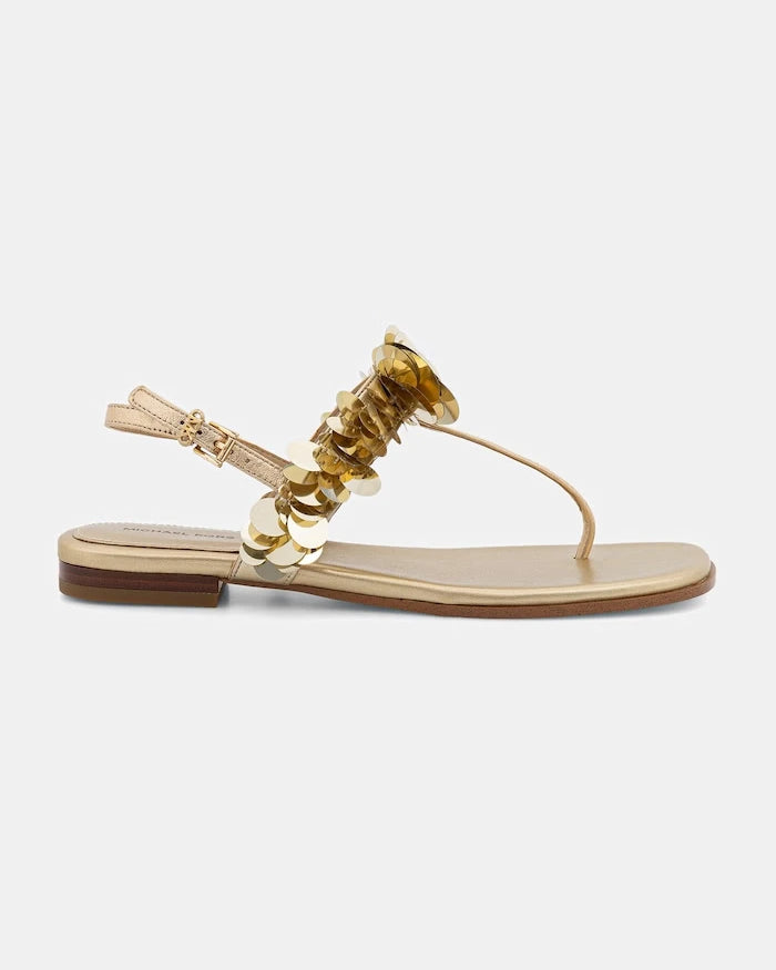 MICHAEL Michael Kors kadın deri alçak topuklu Loretta Thong Sandal