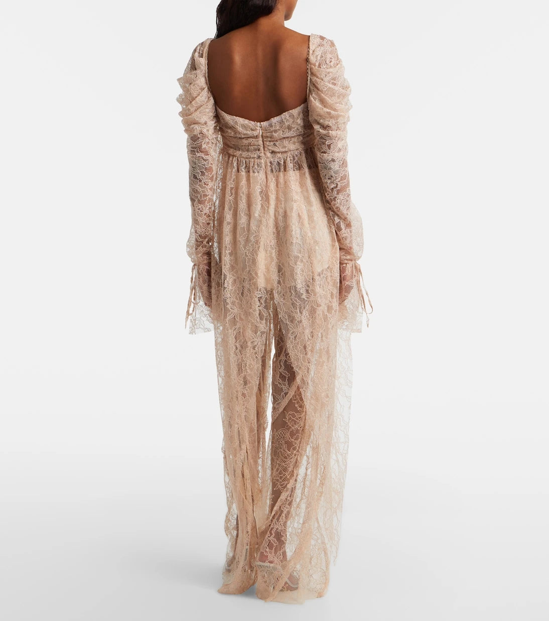 Blumarine - Lace-trimmed satin wide-leg pants