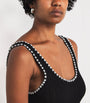 Black Knitted Pearl-Embellished Dress