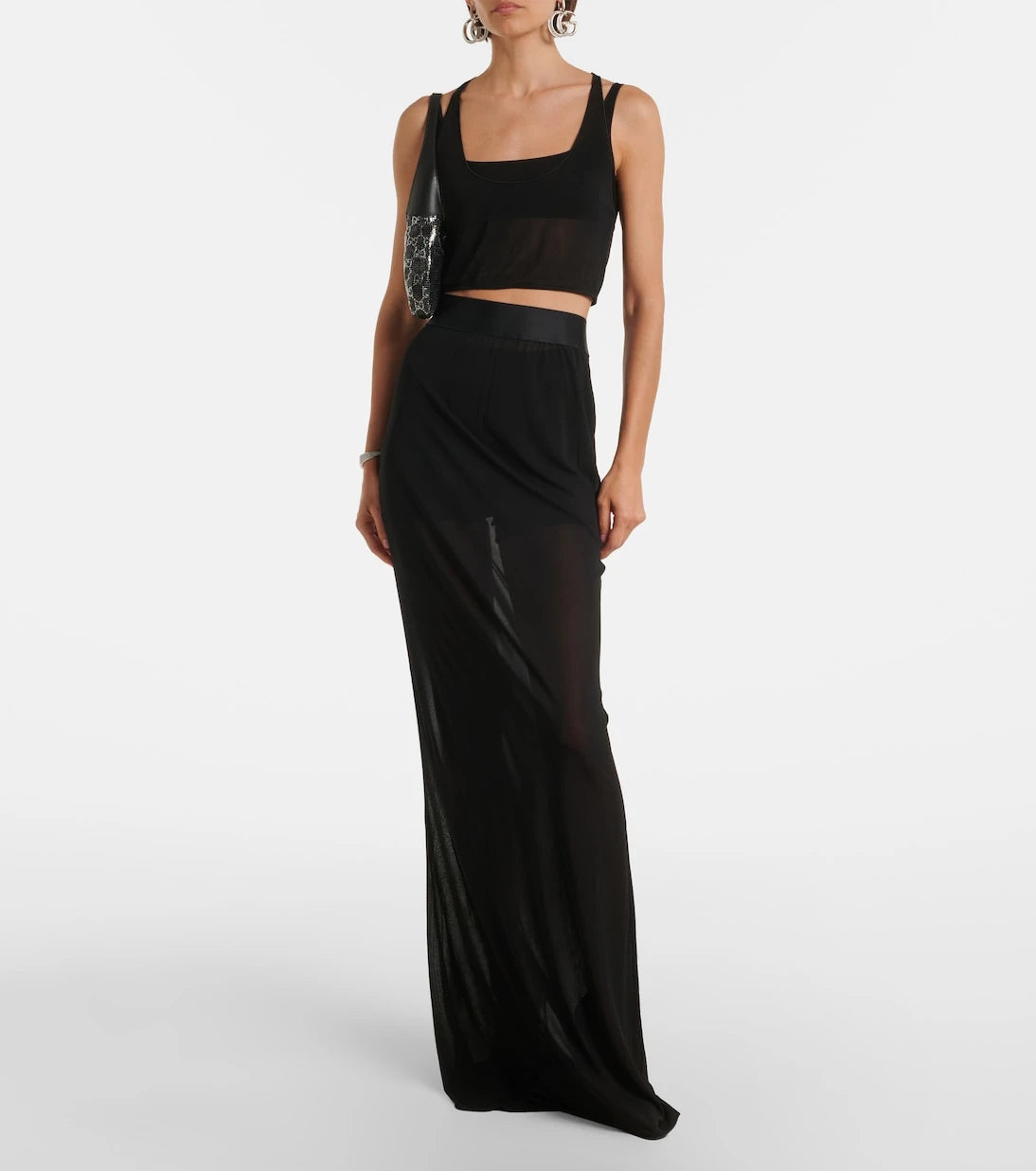 Gucci - Semi-sheer crêpe maxi skirt