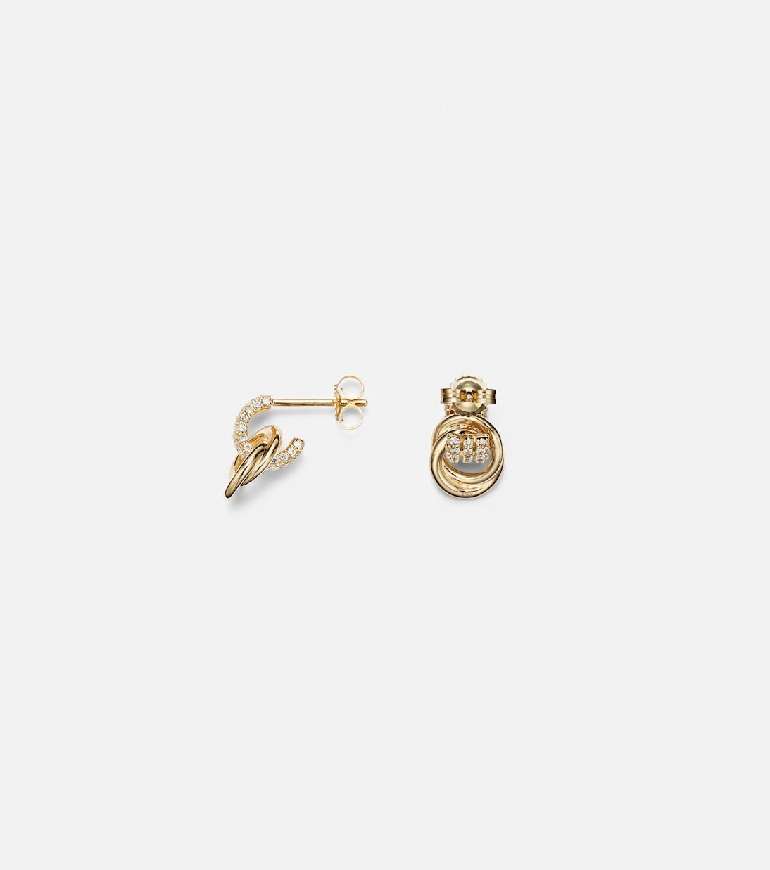 Stone and Strand - Forme Knot 14kt gold earrings with diamonds
