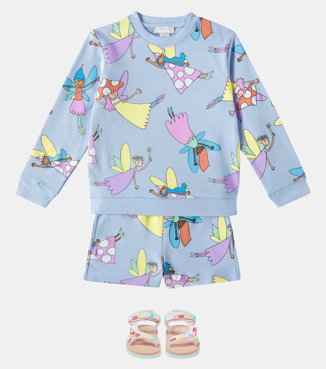 Stella McCartney Kids - طقم سويت شيرت وشورت من القطن
