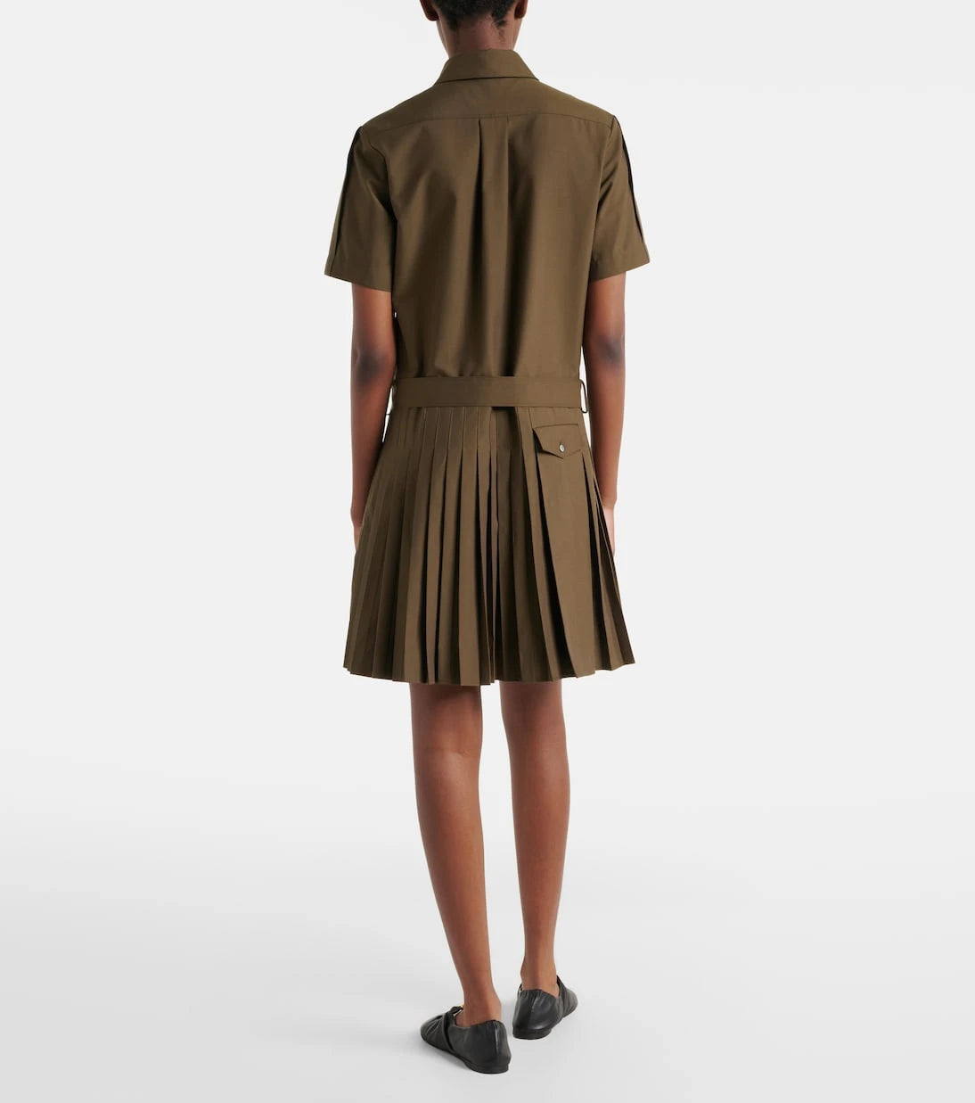 Loewe - Belted pleated cotton-blend shirt dress