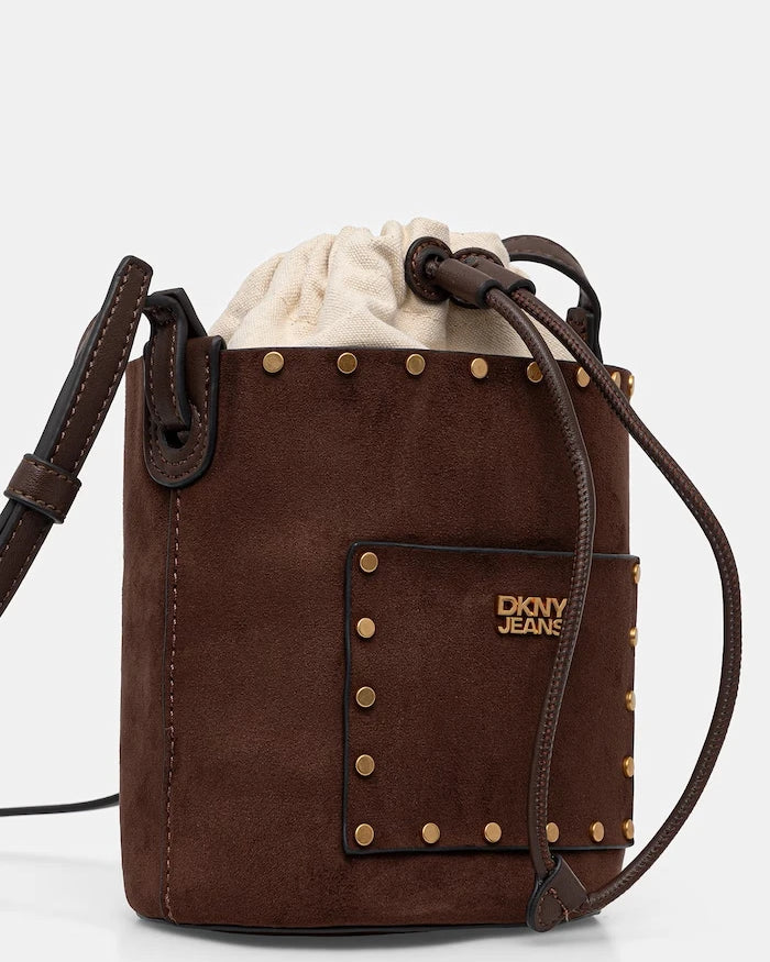 DKNY чанта с дълга дръжка дамска от имитация на велур PAYTON