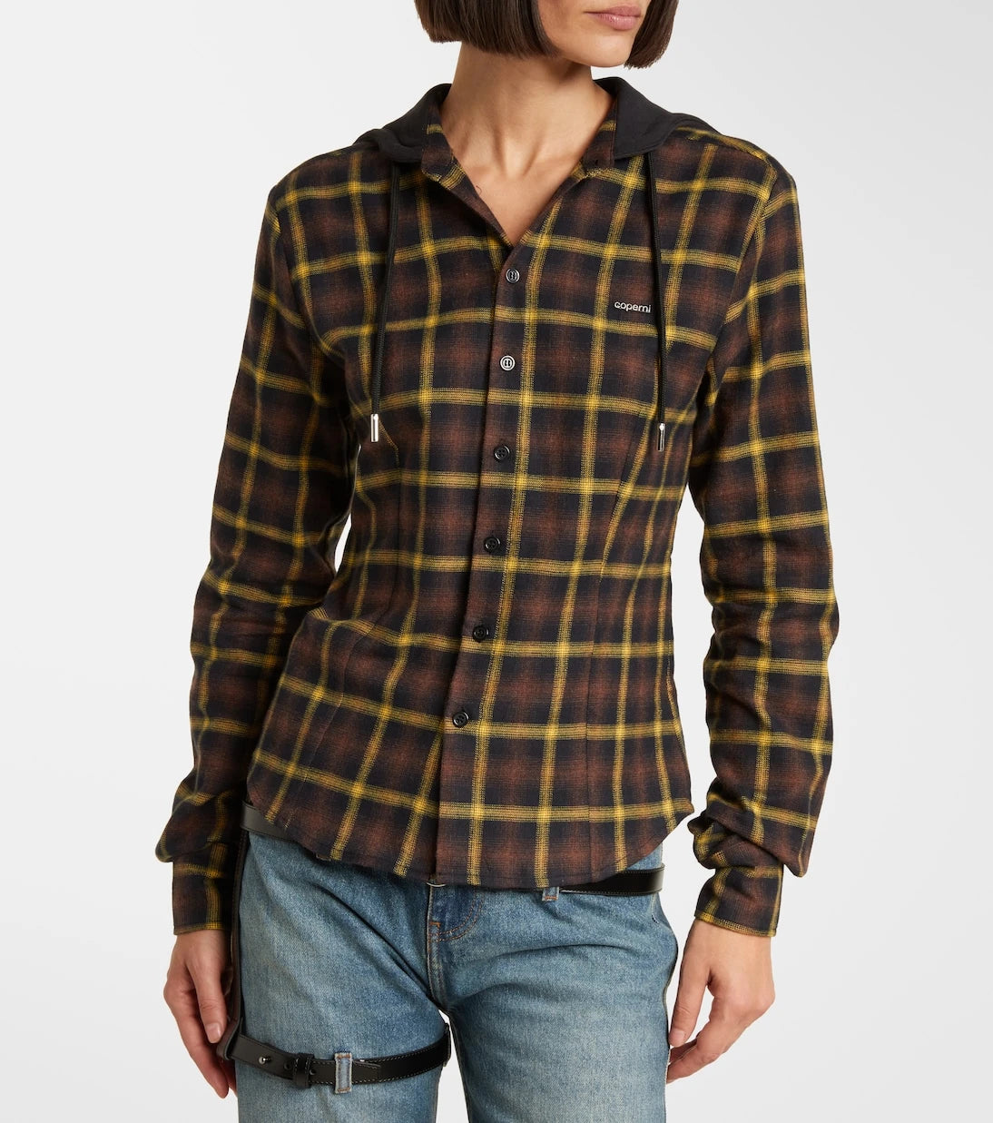 Coperni - Hooded checked cotton shirt