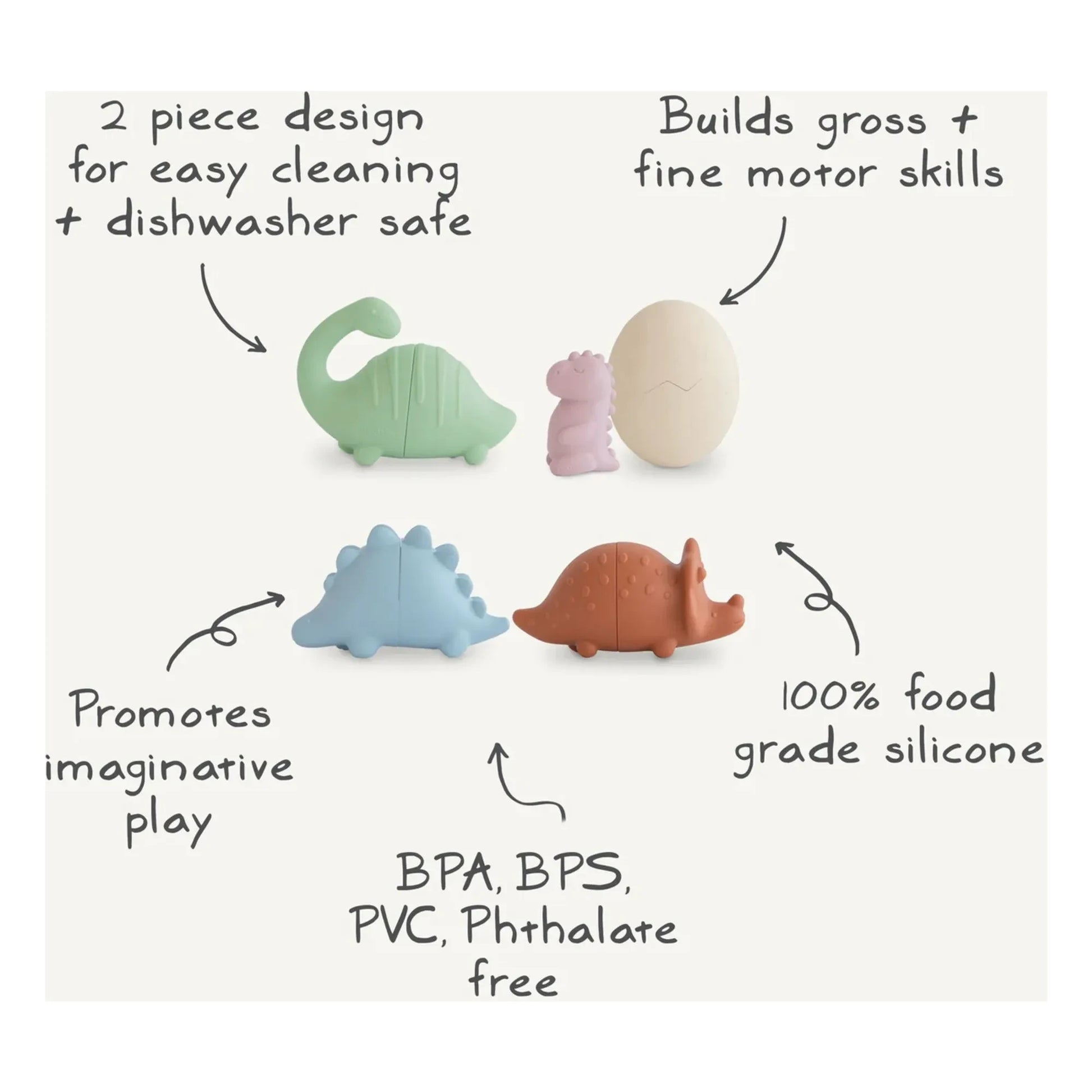 Mushie - Dino bath toys - Set of 4