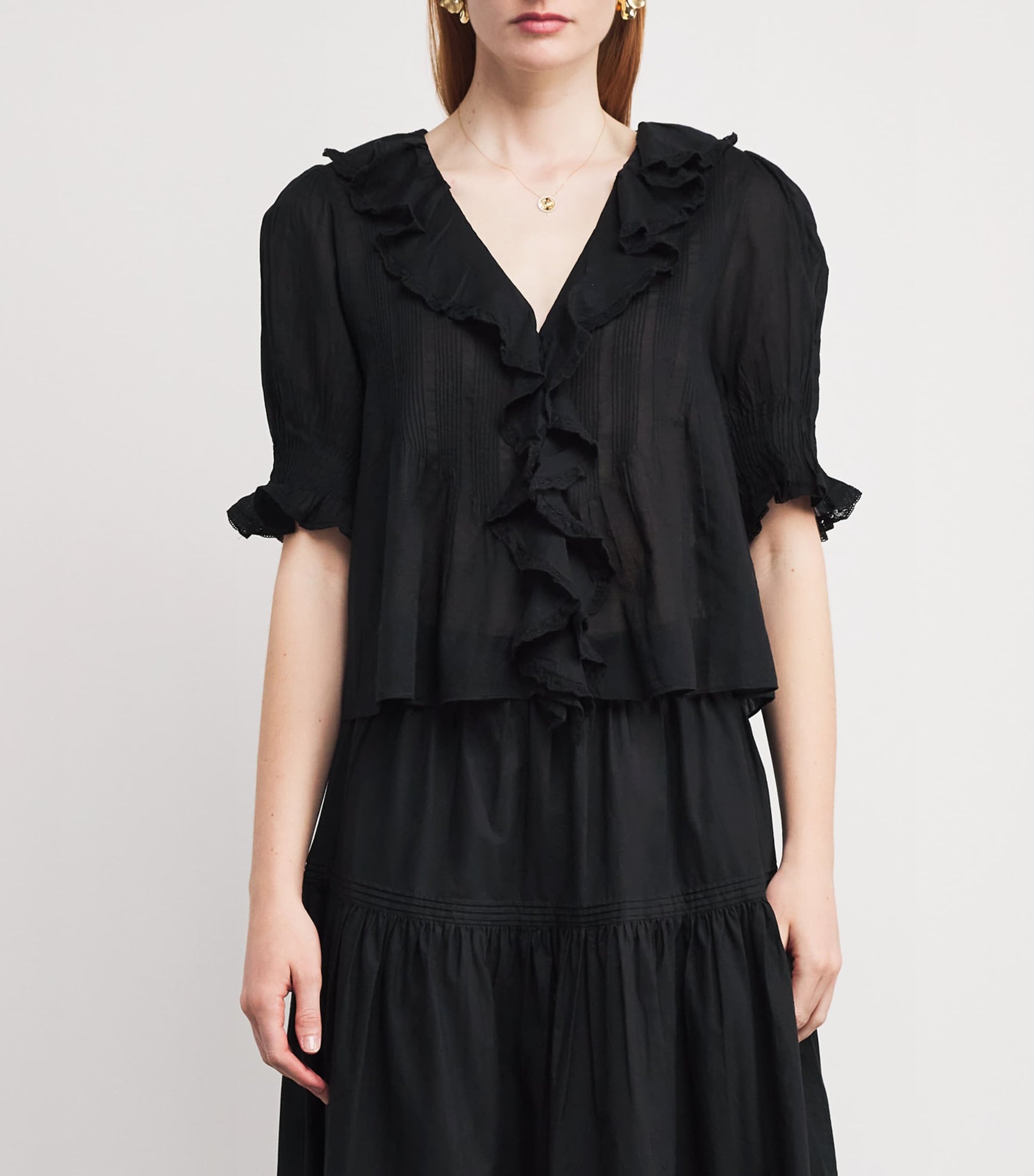 DÔEN Black Organic Cotton Henri Blouse