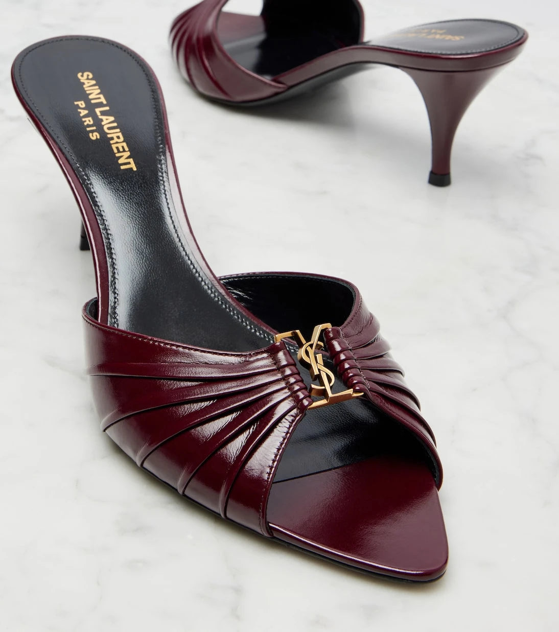 Saint Laurent - Babylone Cassandre 60 leather mules