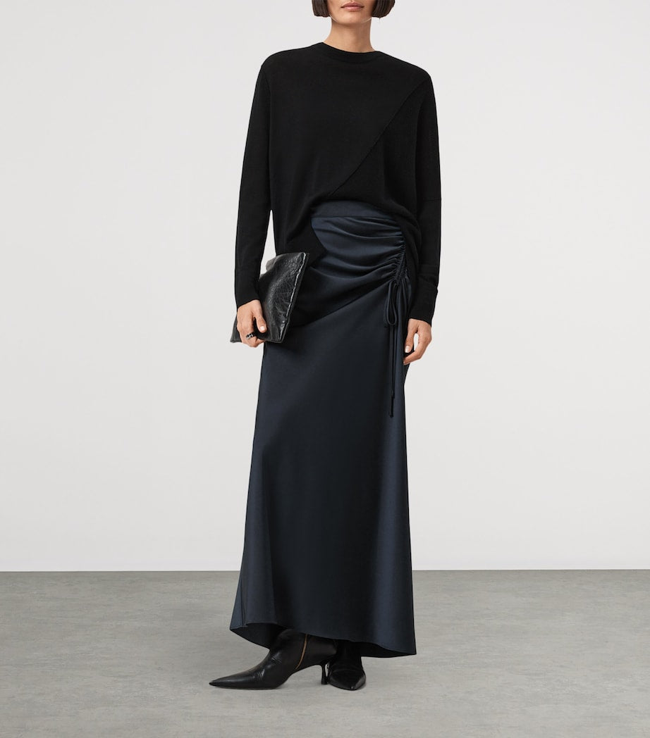 Blue Gathered Alexia Maxi Skirt