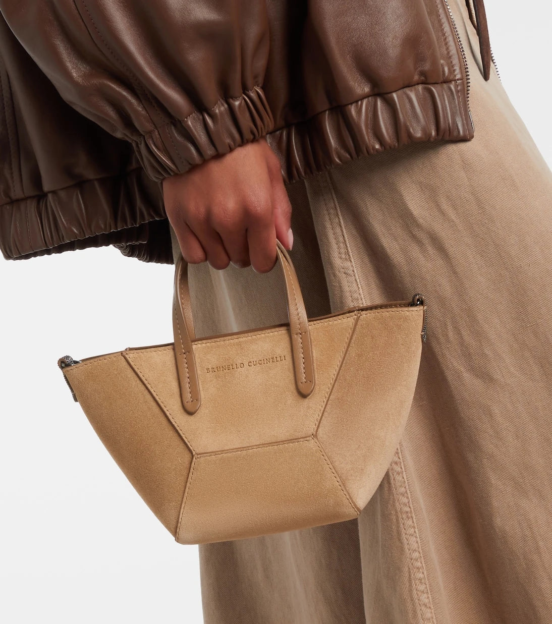 Brunello Cucinelli - Duo Mini Monili suede top-handle bag