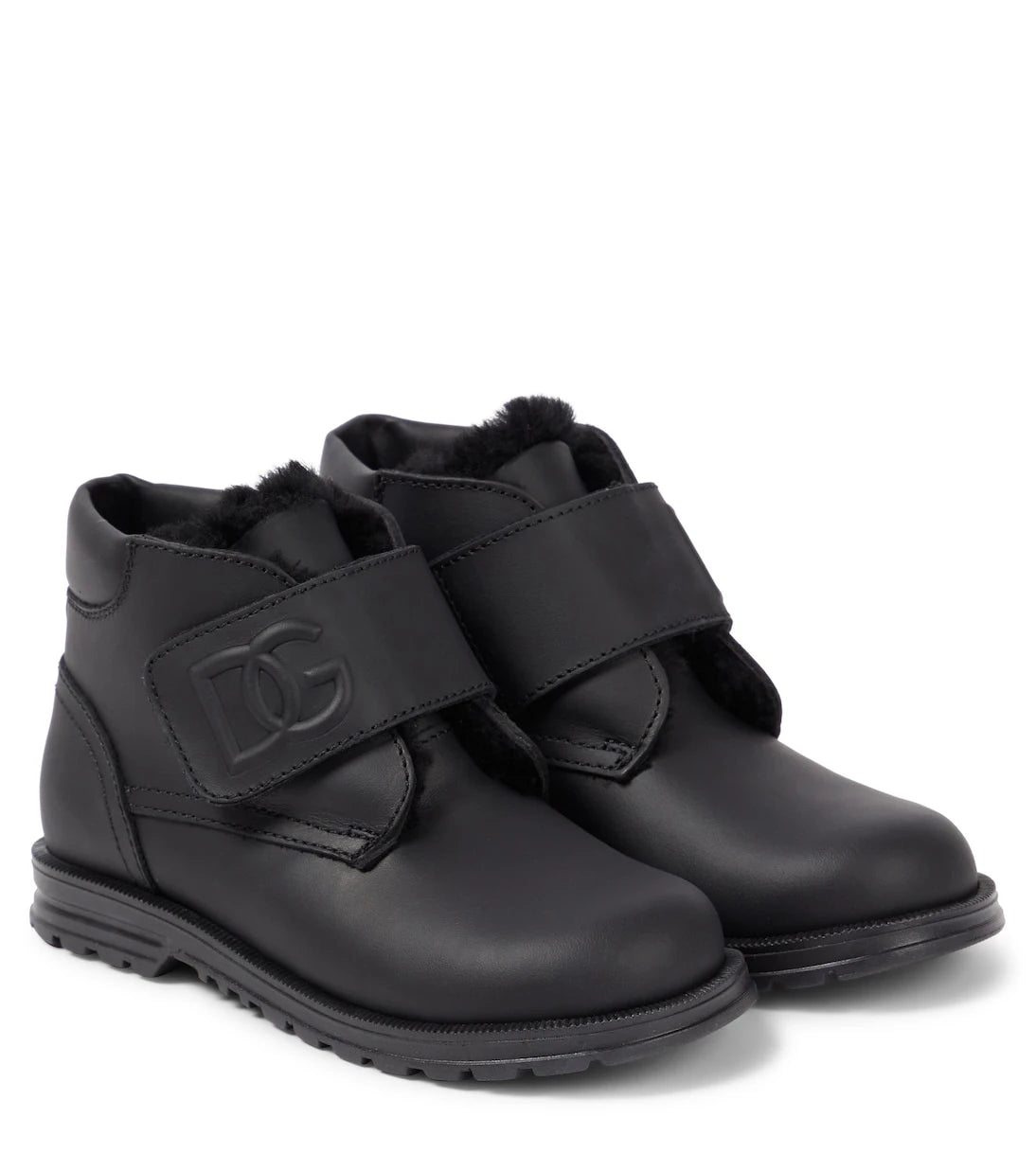 Dolce&Gabbana Kids - Faux shearling-lined leather ankle boots