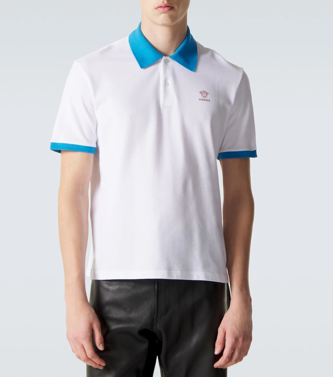 Versace - Printed cotton piqué polo shirt
