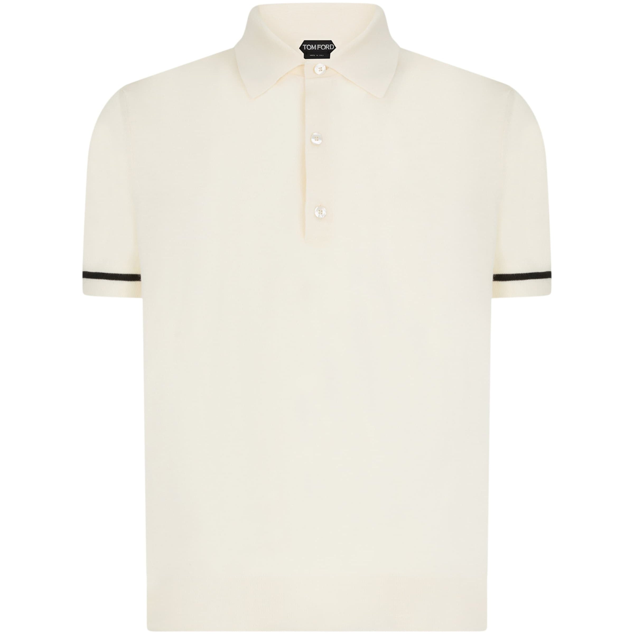 TOM FORD White Cashmere-Silk Polo Shirt