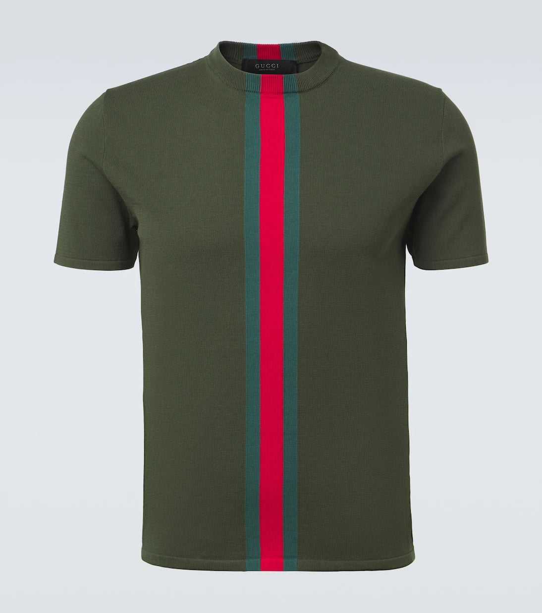 Gucci - Web Stripe knitted cotton T-shirt