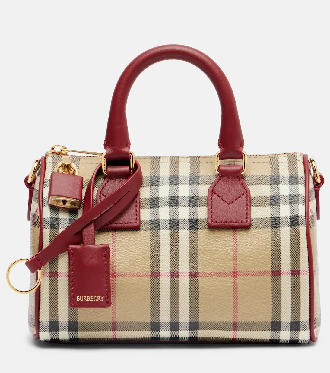 Burberry - Burberry Check Small leather-trimmed canvas tote bag