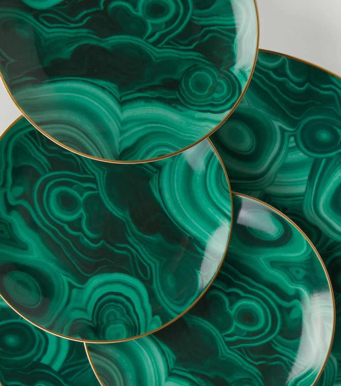 L'Objet - Malachite set of 4 canapé plates