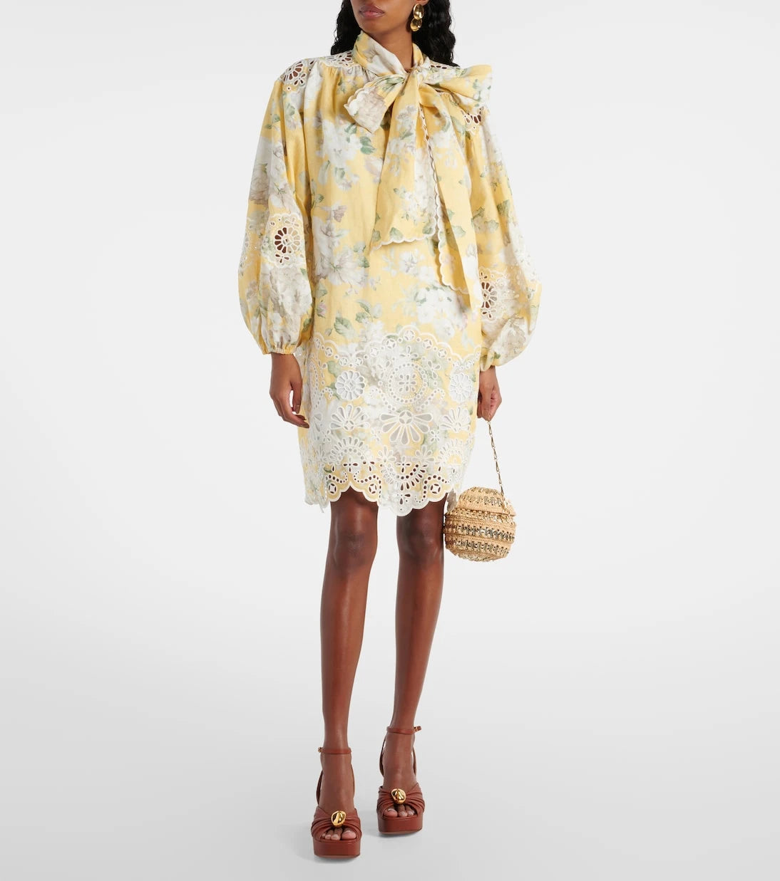 Zimmermann - Acacia embroidered floral linen minidress