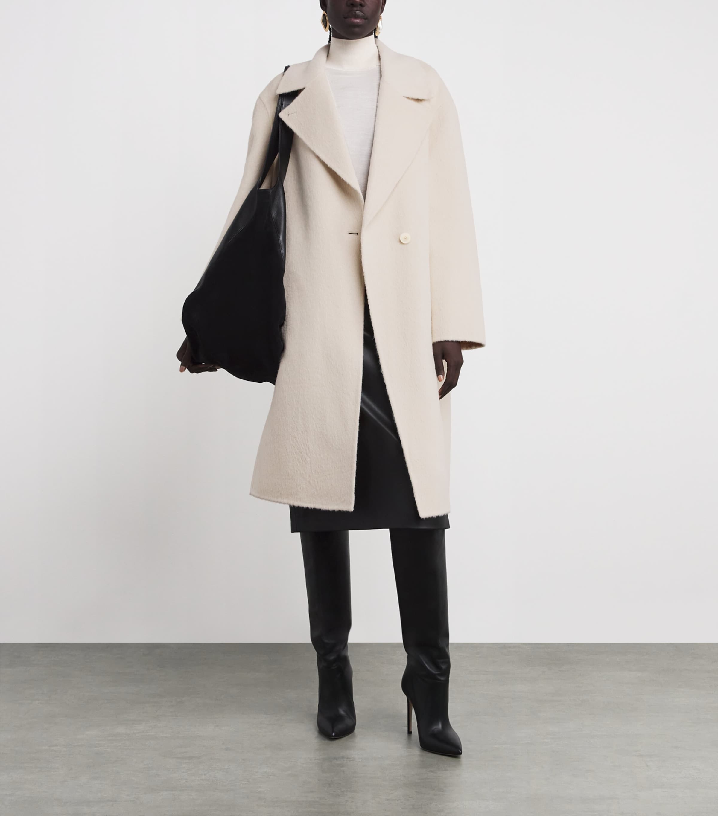 Joseph Beige Alpaca-Wool-Silk Yves Coat