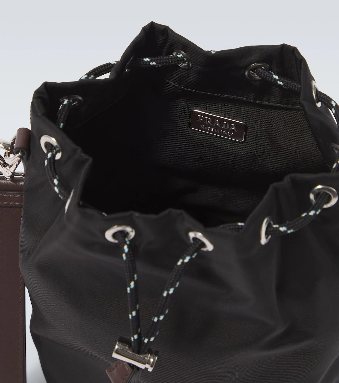 Prada - Prada Speedrock Re-Nylon leather-trimmed pouch