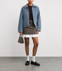 Sandro Paris Blue Denim Check-Trim Jacket
