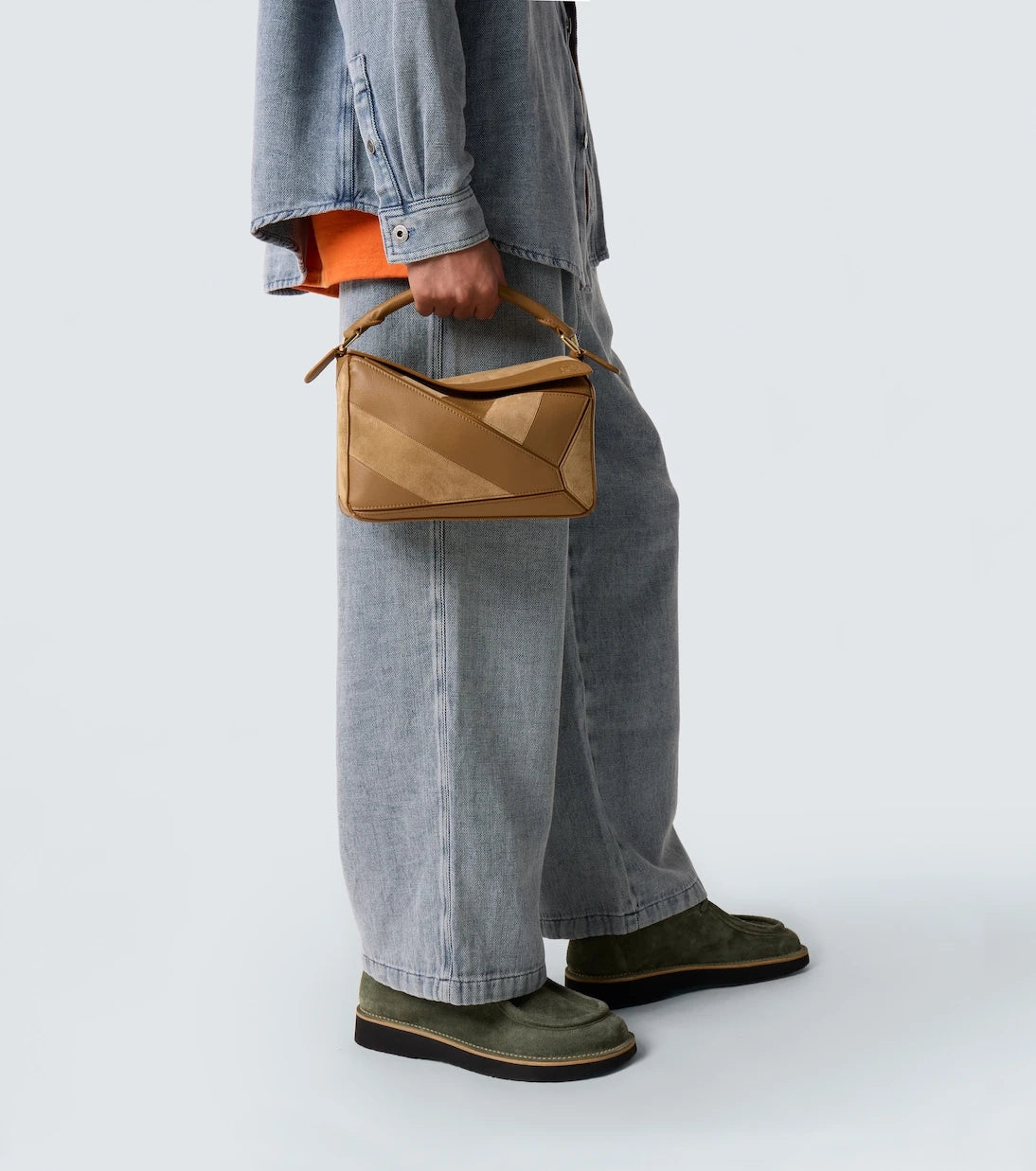 Loewe - Puzzle Küçük boy deri ve süet omuz çantası