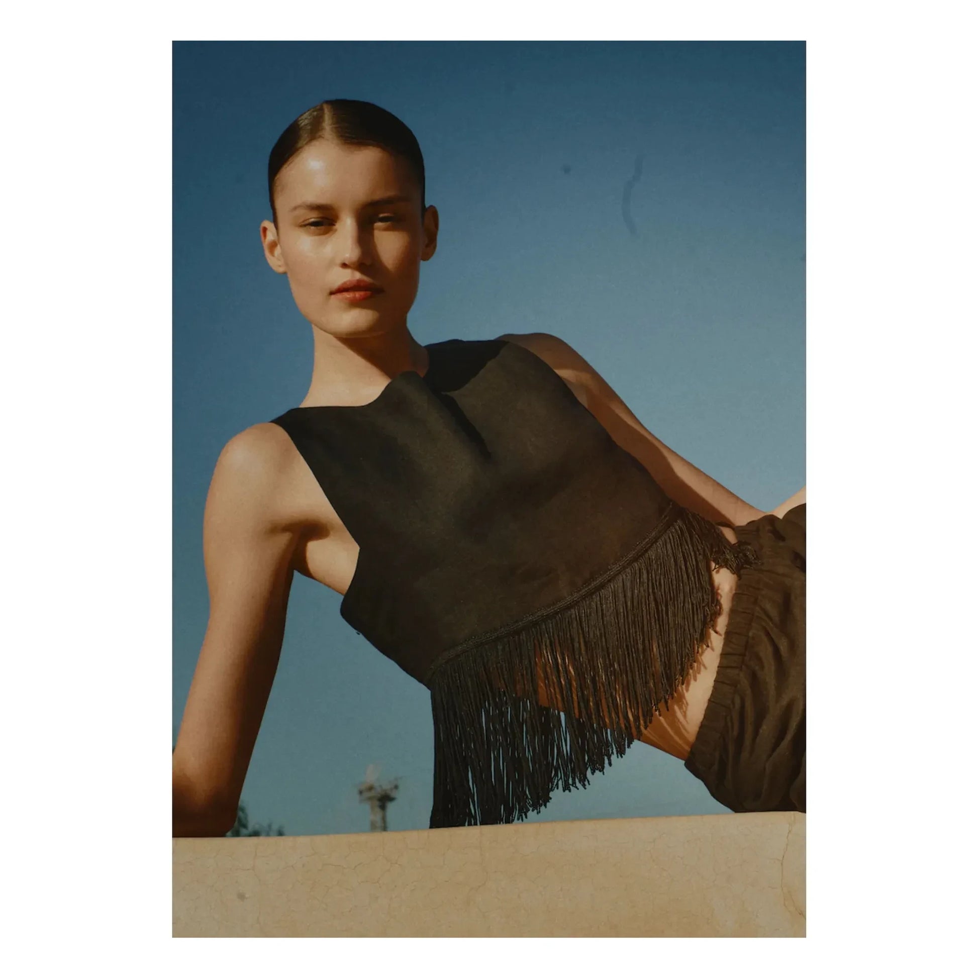 Vanessa Sposi - Linen Fringe Top | Black