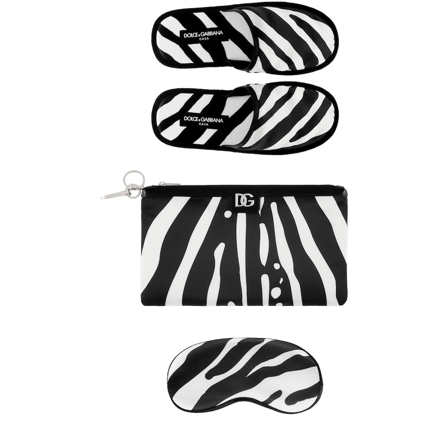 Dolce & Gabbana Casa Zebra Slippers and Sleep Mask Travel Set
