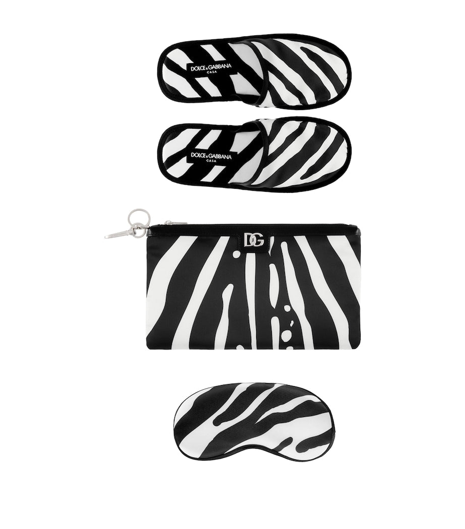 Dolce & Gabbana Casa Zebra Slippers and Sleep Mask Travel Set