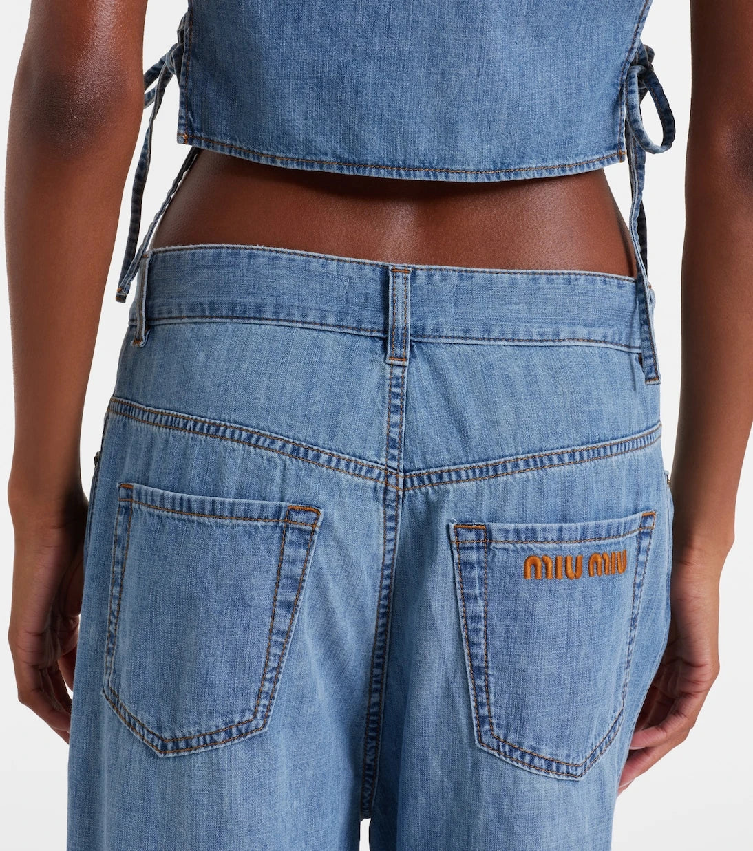 Miu Miu - Chambray wide-leg pants