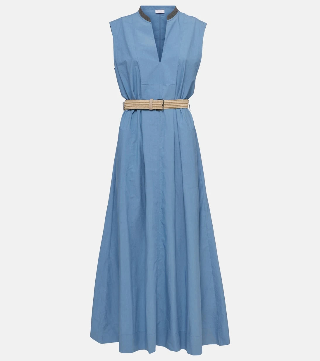 Brunello Cucinelli - Embellished cotton poplin maxi dress