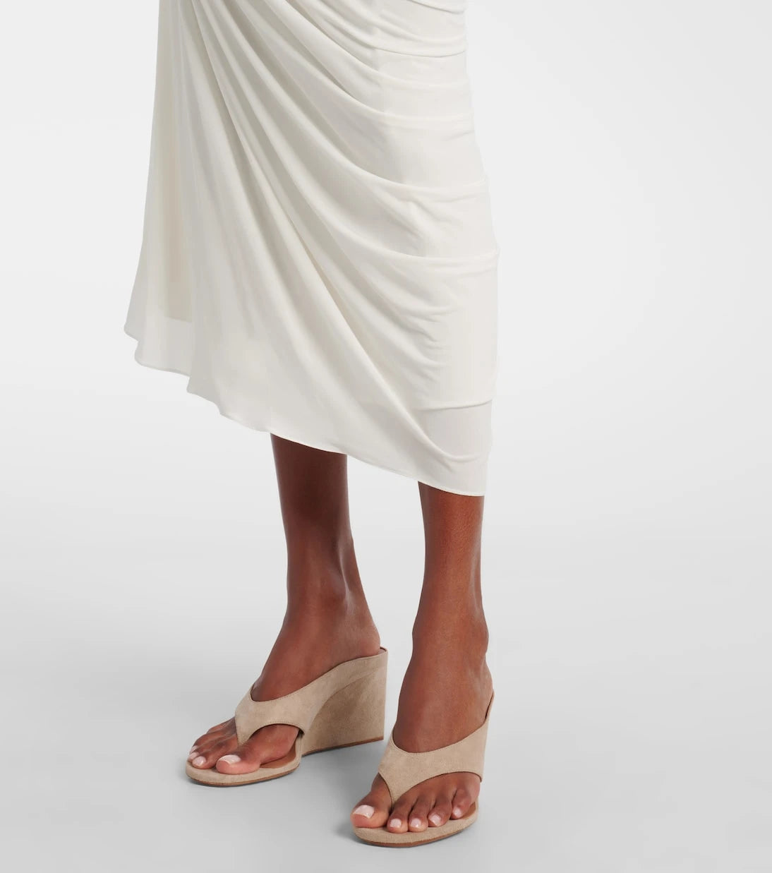 Alaïa - Asymmetric gathered jersey maxi dress