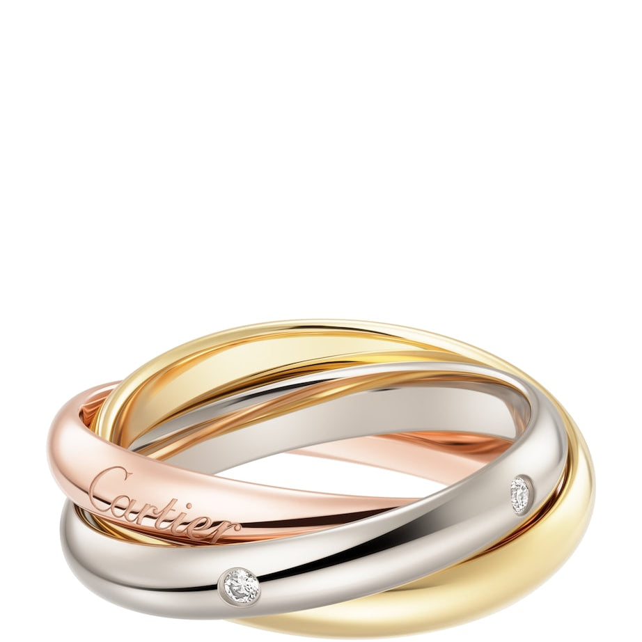 Medium White, Yellow, Rose Gold and Diamond Trinity Ring