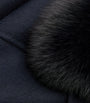 Yves Salomon Blue Wool-Cashmere Fur-Trim Coat