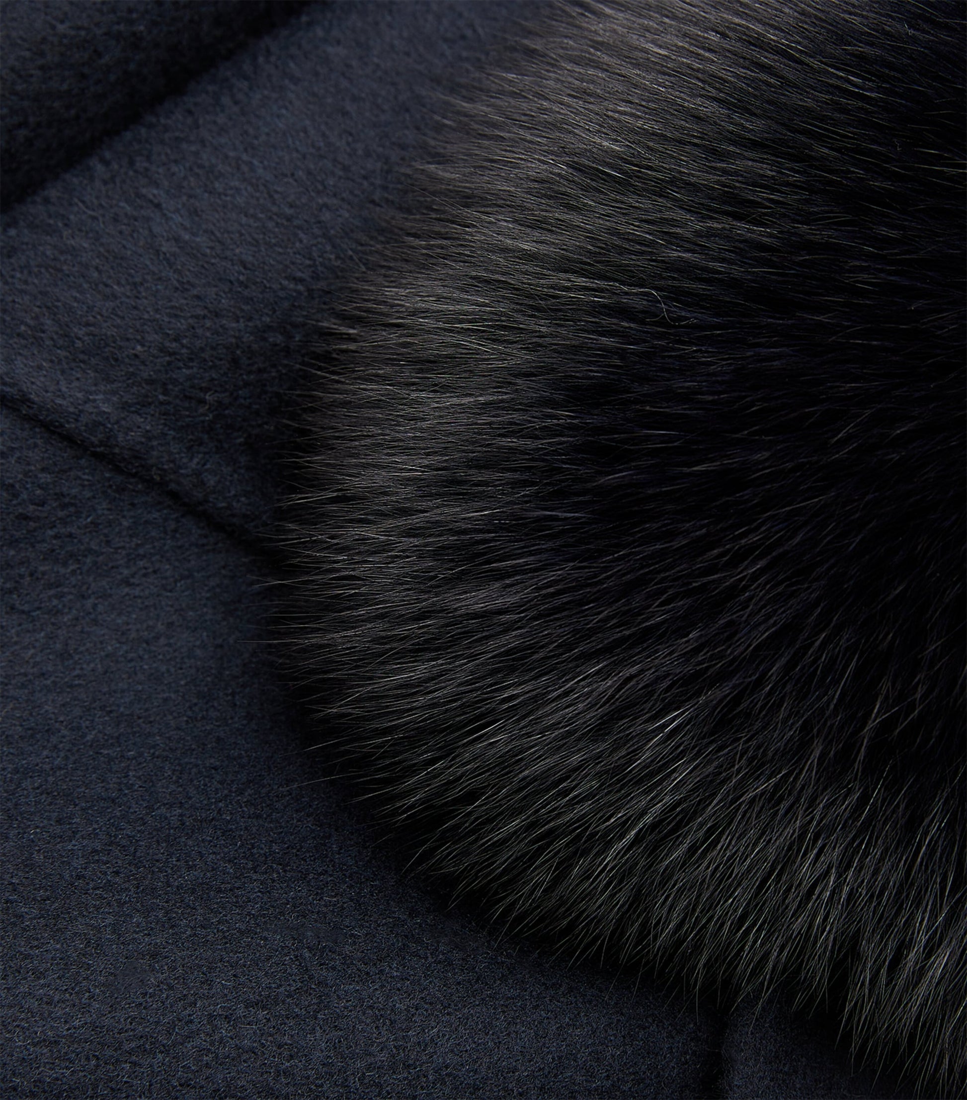 Yves Salomon Blue Wool-Cashmere Fur-Trim Coat