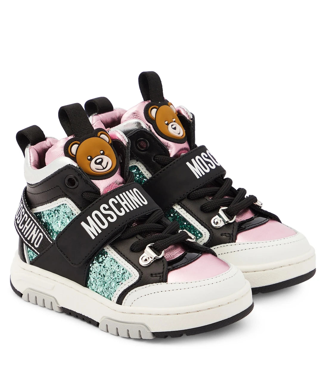 Moschino Kids - Logo leather high-top sneakers
