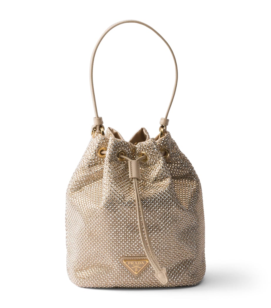 Mini Satin Crystal-Studded Pouch