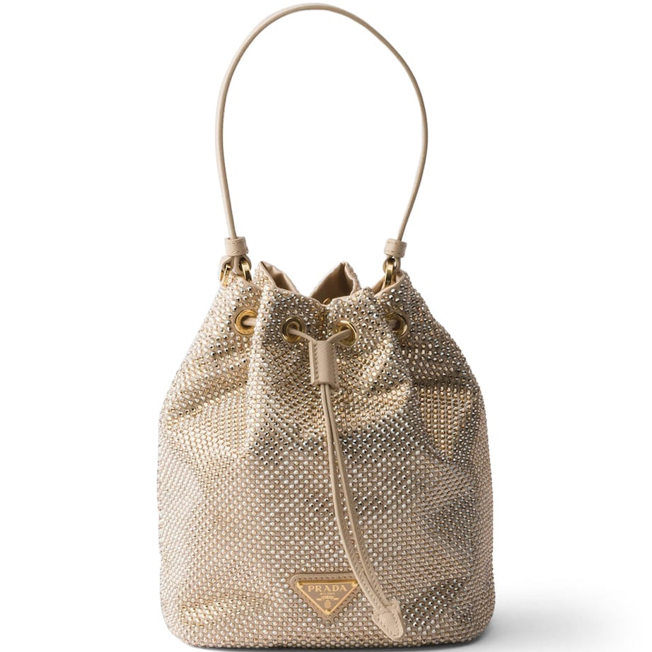 Mini Satin Crystal-Studded Pouch