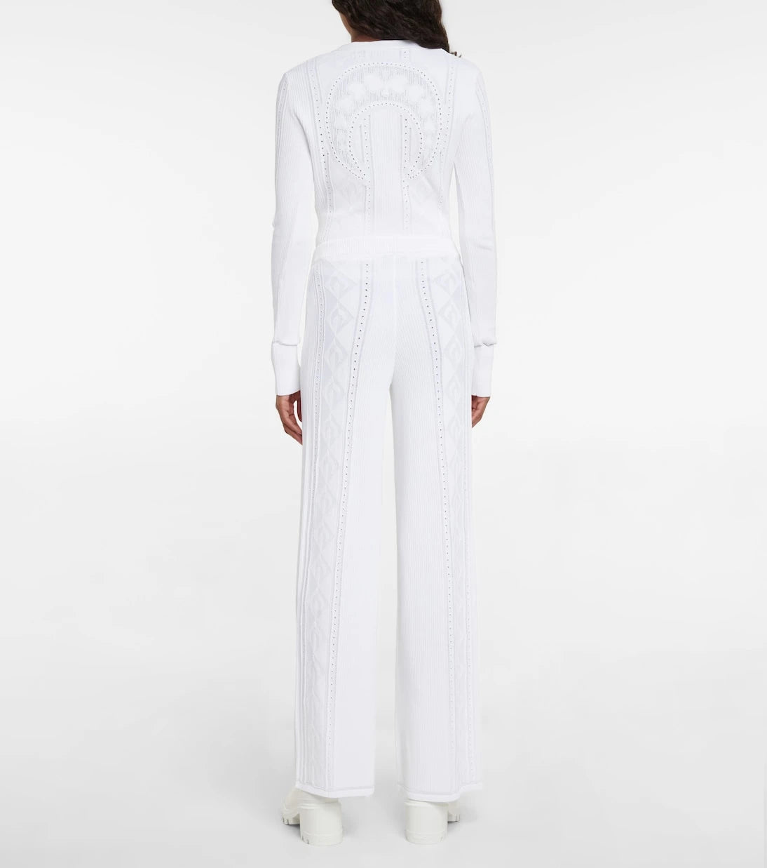 Marine Serre - Pointelle high-rise wide-leg pants