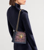 Blue Small Crystal-Embellished Suede Serpenti Forever Day-to-Night Shoulder Bag