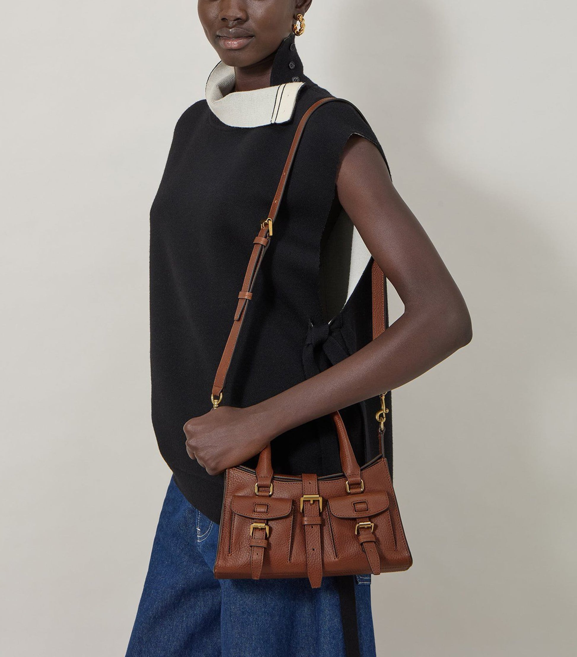Mulberry Brown Mini Leather Roxanne Top-Handle Bag