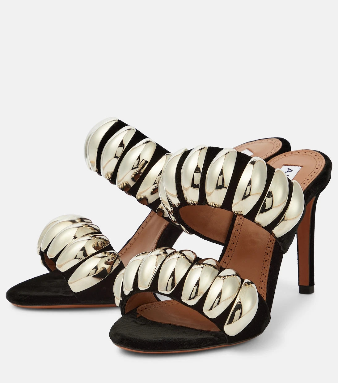 Alaïa - Tribale embellished suede mules