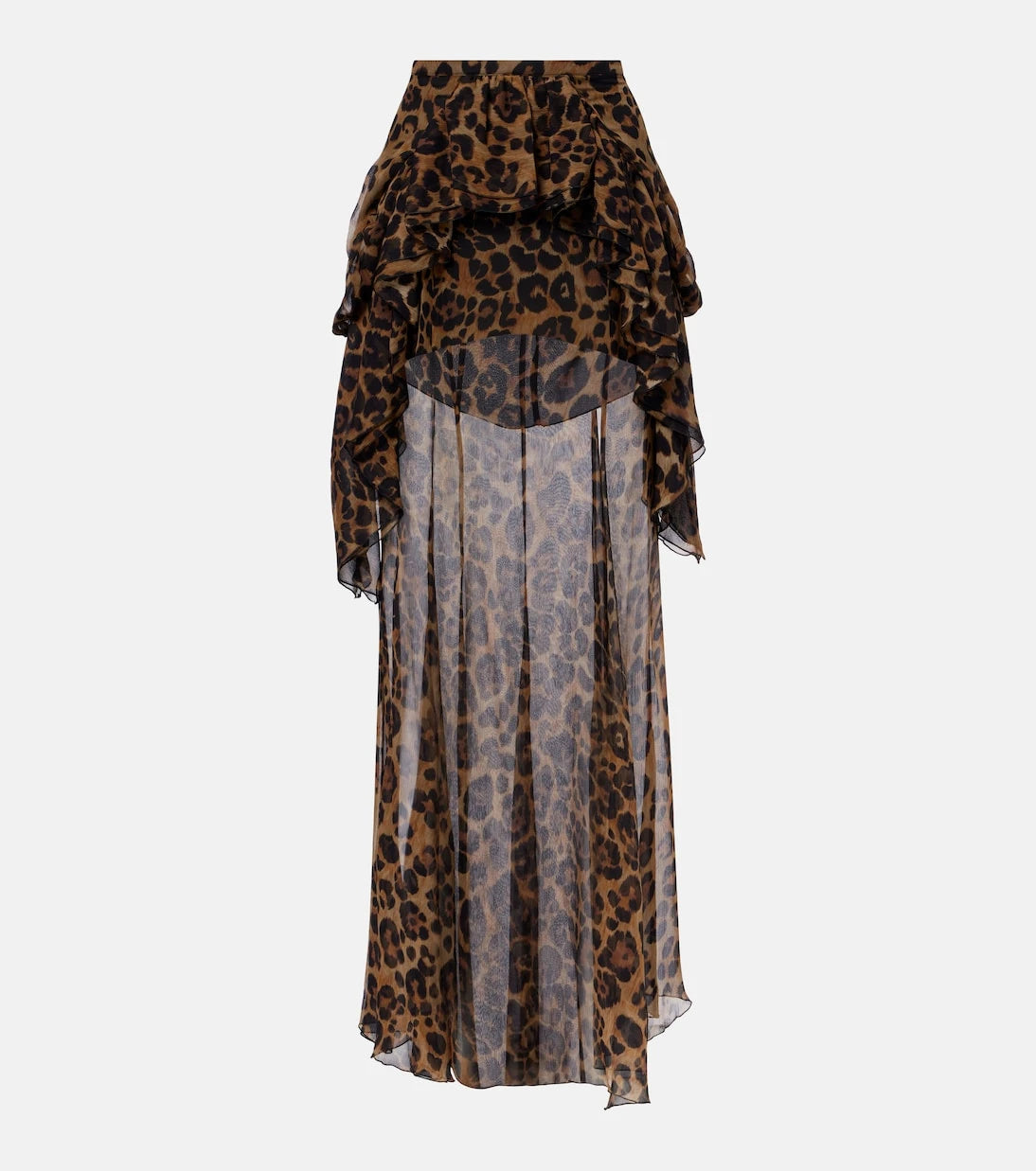 Blumarine - Leopard-print silk crepon maxi skirt