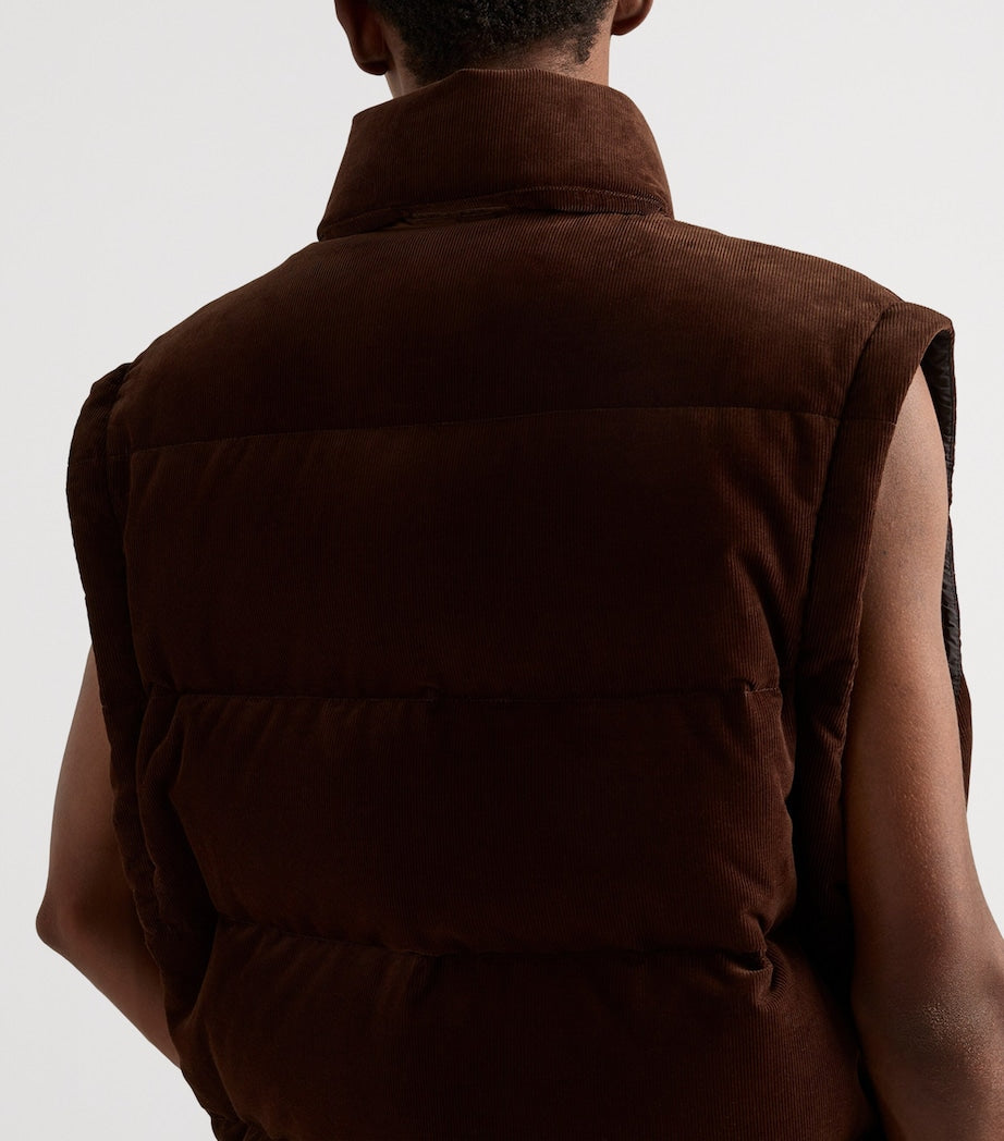 Brown Cotton Corduroy Puffer Jacket