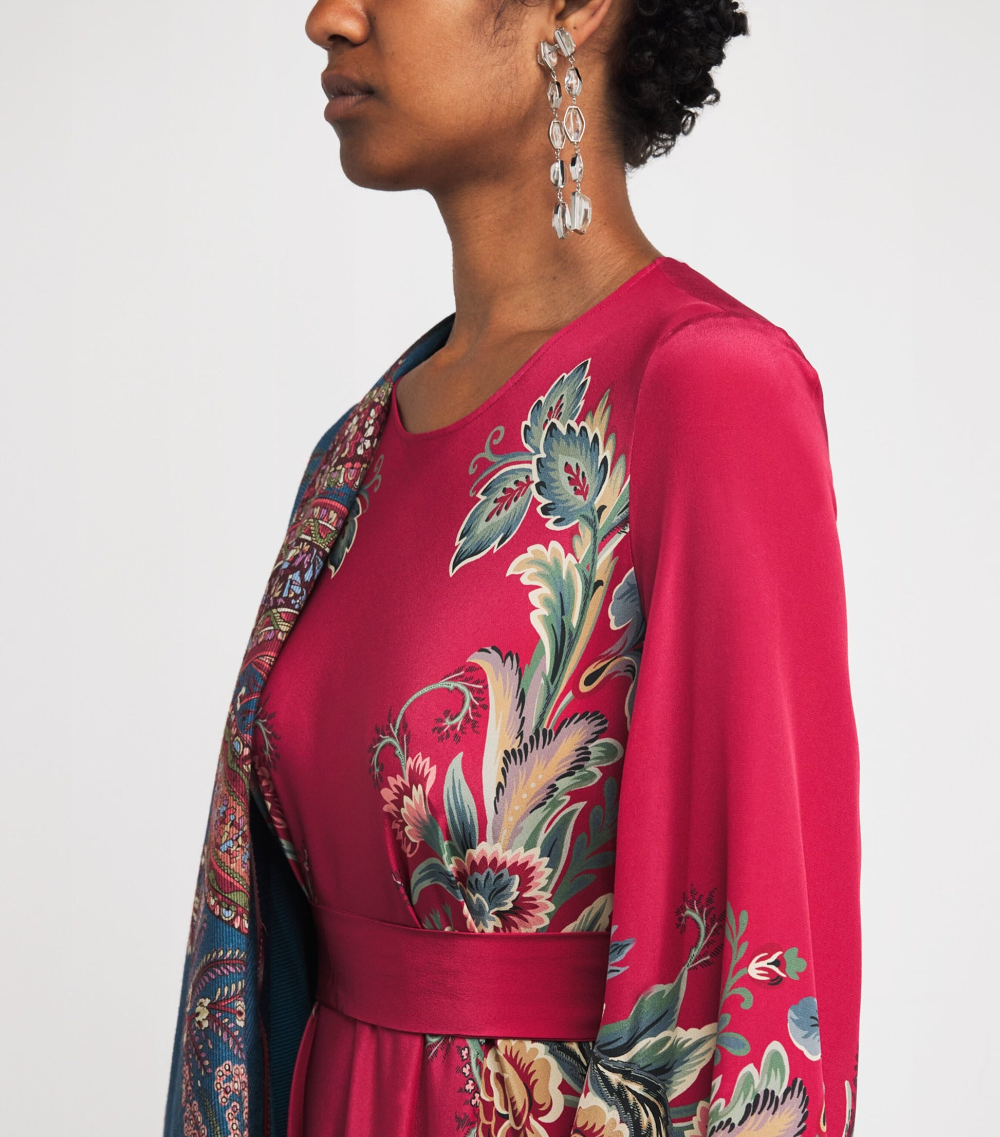 Etro Pink Silk Floral Print Gown