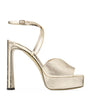 Jimmy Choo Gold Karli 125 Metallic Leather Platform Sandals