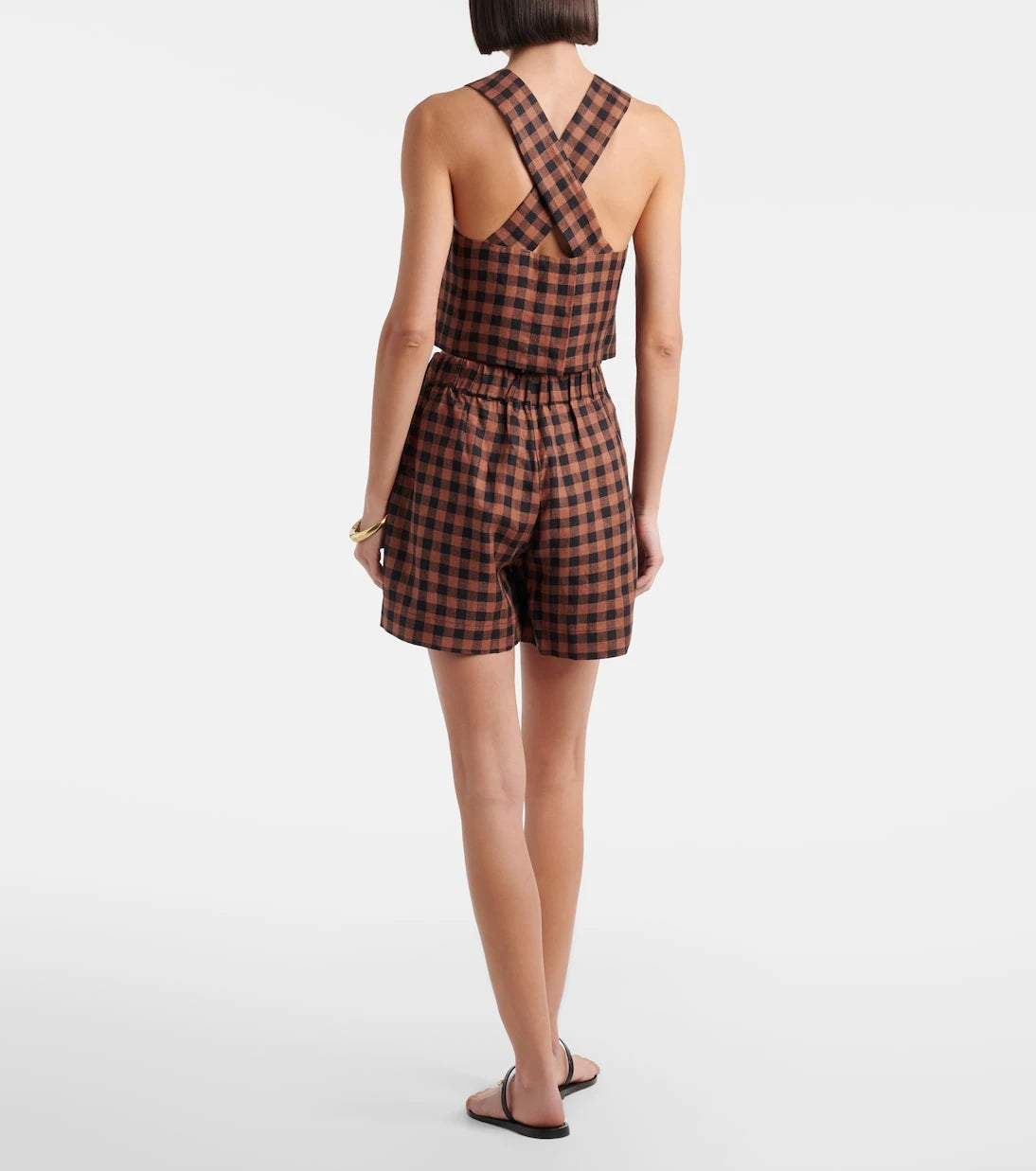 Asceno - Checked linen shorts