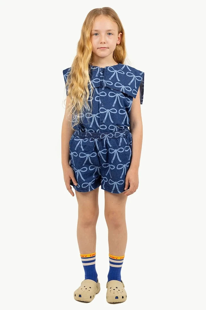 Детска блуза от деним Tinycottons BOWS BLOUSE